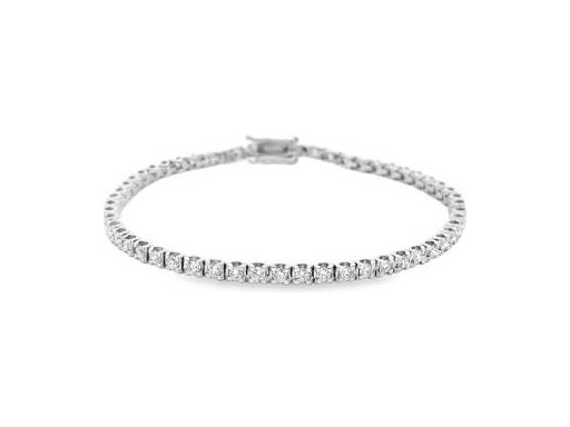 18K White Gold Tennis Bracelet with Natural Round Diamonds